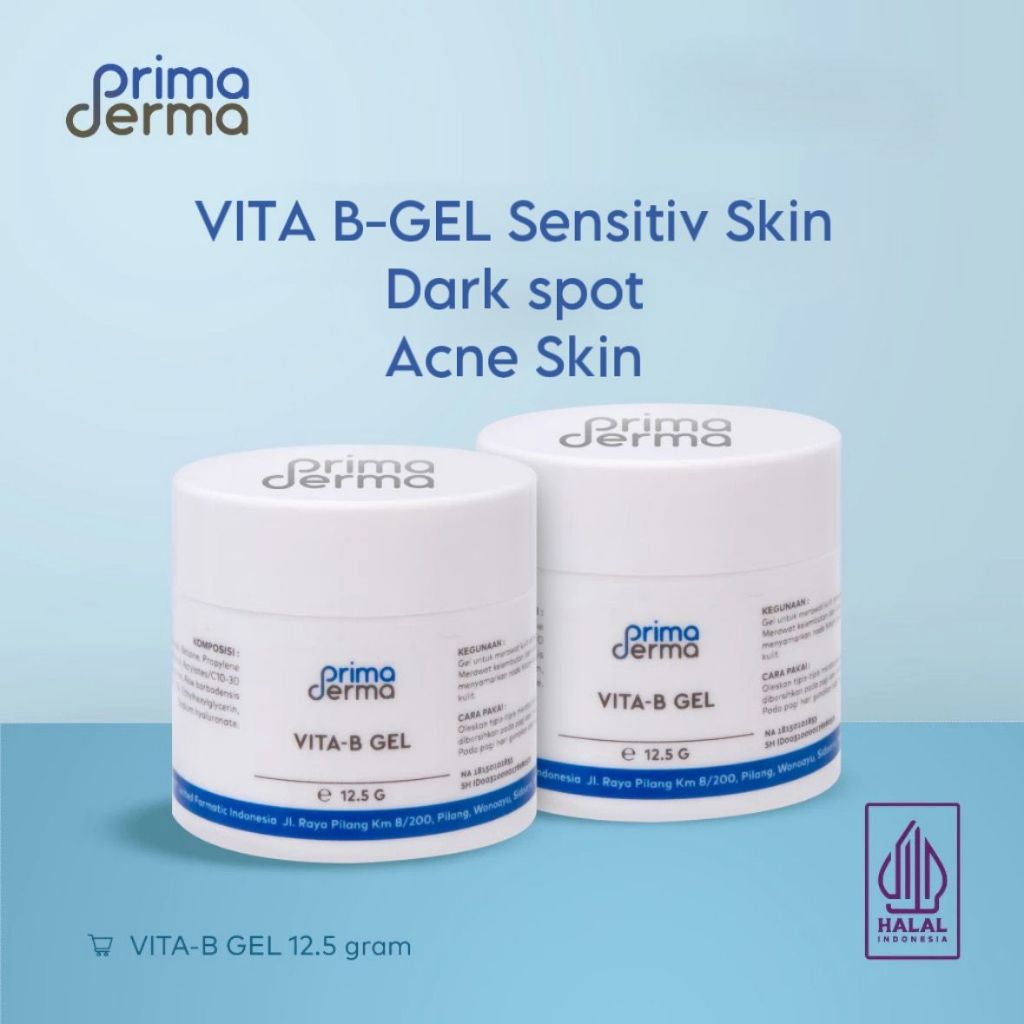 PRIMADERMA Krim Malam Vita B Gel Plus Pro Vitamin Glowing (Jerawat Sensitif Flek) Original BPOM Hala