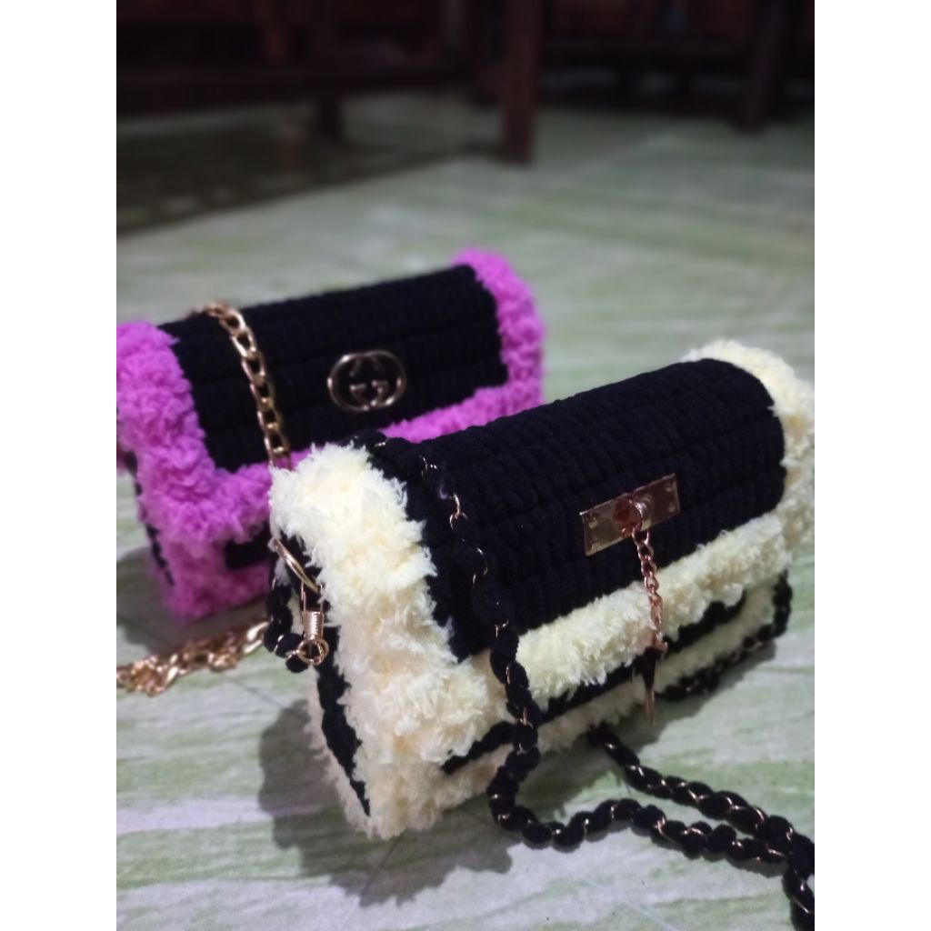 Tas rajut plastik canvas