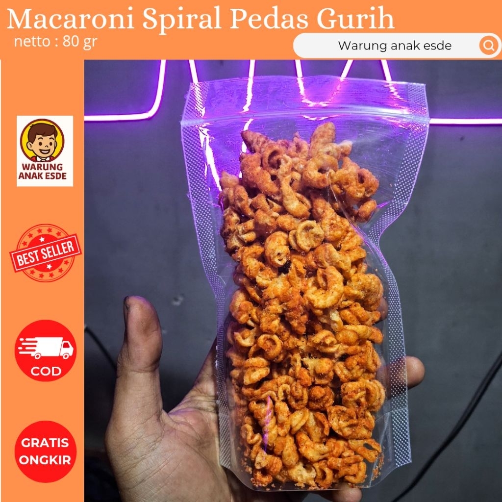 

Macaroni Spiral gurih asin pedas daun jeruk