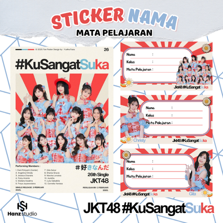 

(Free Sticker) Sticker Nama Buku / Label Buku Pelajaran Member JKT48 CODE KUSANGATSUKA BARU Isi 44 pcs
