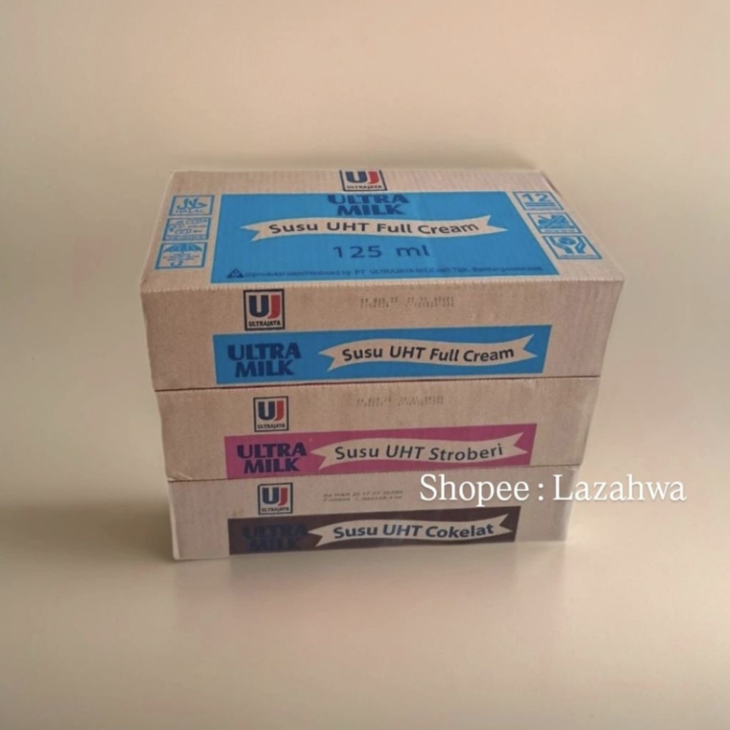 

Susu UHT ULTRA MILK 125 ml Mix 1 dus 40 pcs Rasa Full Cream Stroberi Cokelat