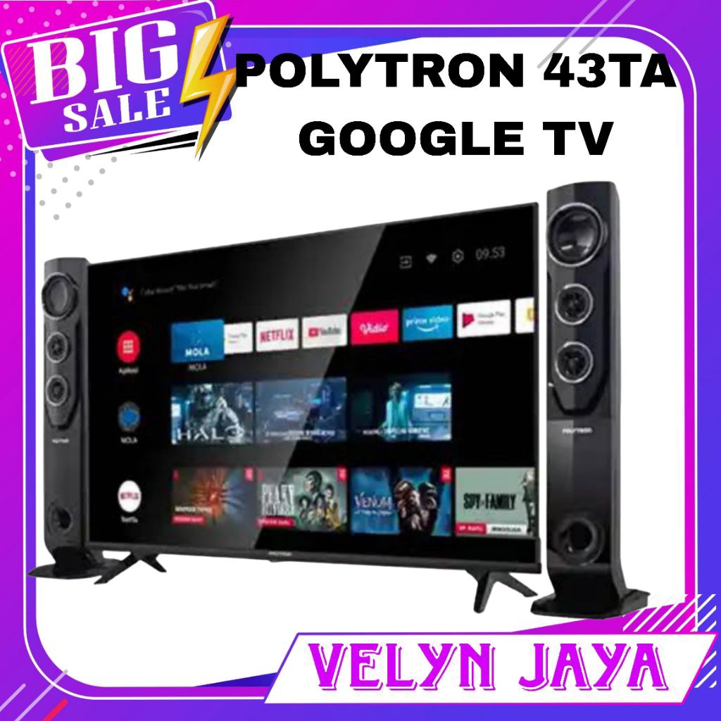 Polytron android tv 43 inch speaker tower garansi resmi