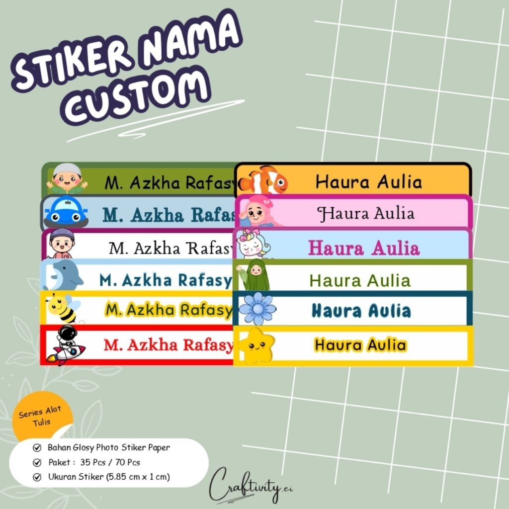 

Stiker Custom Nama (Stiker Alat Tulis)