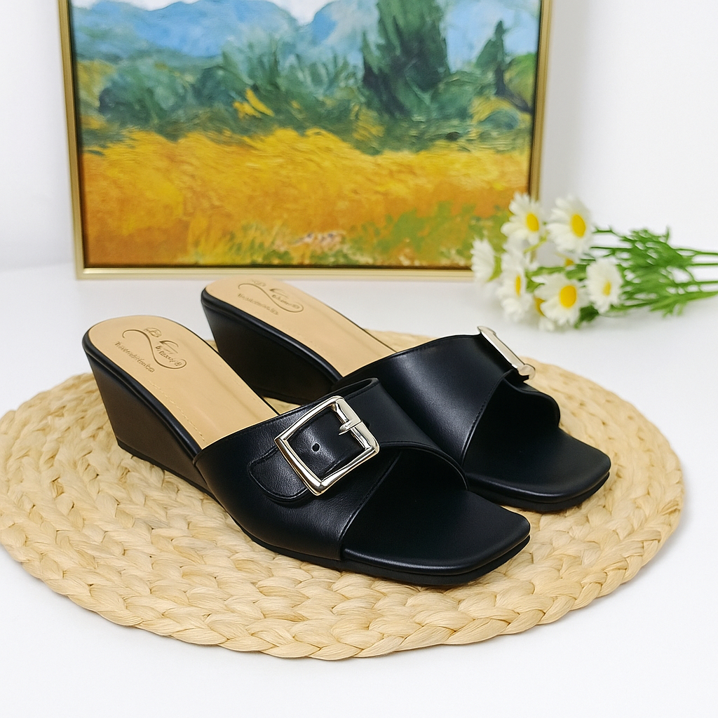 NR_Big_Size Sandal Slop Wedges Wanita Slip On Casual Kekinian Size Jumbo 40-41-42-43-44-45
