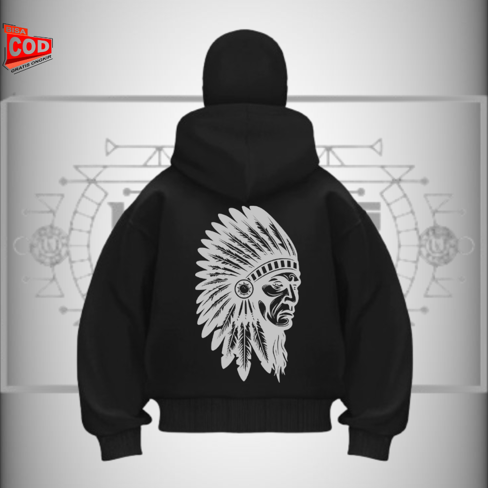 The Made HOODIE BALACLAVA Zipper Jaket Hoodie Boxy Hitam Ninja Balaclava Apache