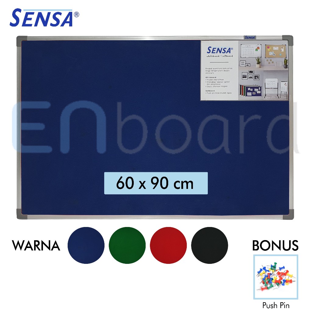

Softboard / Pin Board / Cork Board / Papan Pengumuman / Mading Gantung Bludru Sensa 60 x 90 cm