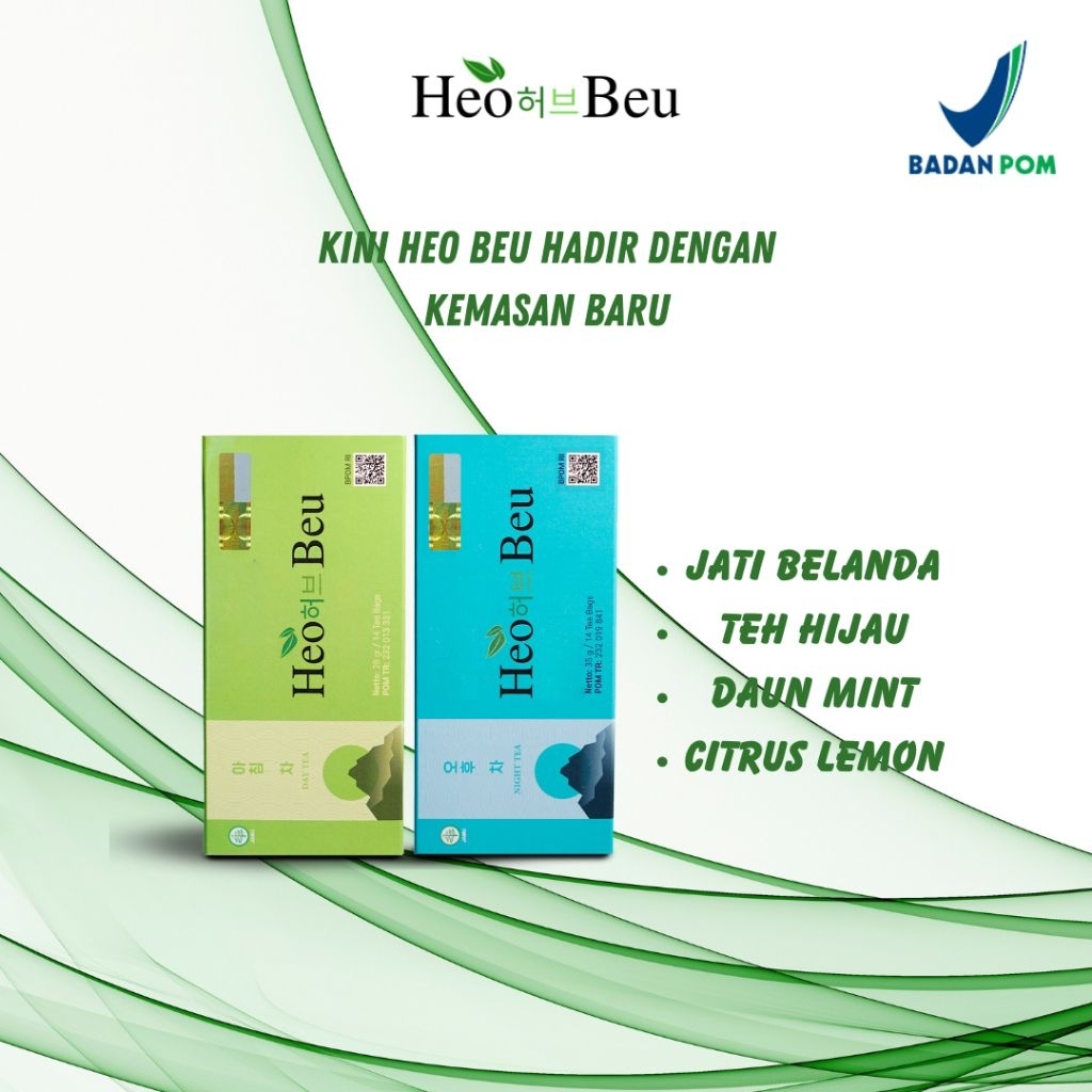 

HEO BEU MINUMAN TEH TANPA GULA | TEH HIJAU ISI 14 KANTONG | TEH HIJAU BAHAN HERBAL ALAMI - DAY TEA + NIGHT TEA