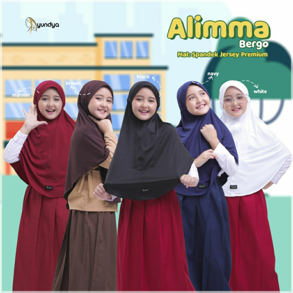 Jilbab Sekolah SD SMP SMA Jilbab Putih/ Coklat Pramuka/Jilbab Merah SD,Jilbab Biru SMP/Alima Bergo O