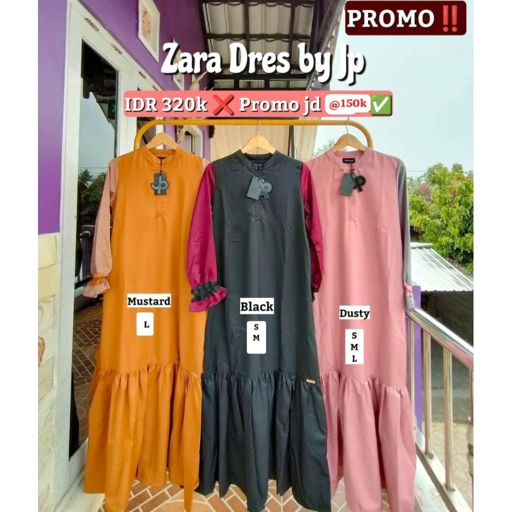 PROMO GAMIS WANITA TERNYAMAN DENGAN DESAIN YANG MEWAH BAHAN TOYOBO PREMIUM ZARA DRESS BY JOURNEY ORI