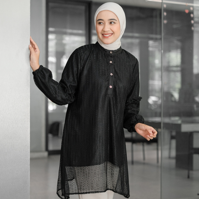 Atasan Tunik Wanita Kekinian Outfit Brukat Kondangan Aleya