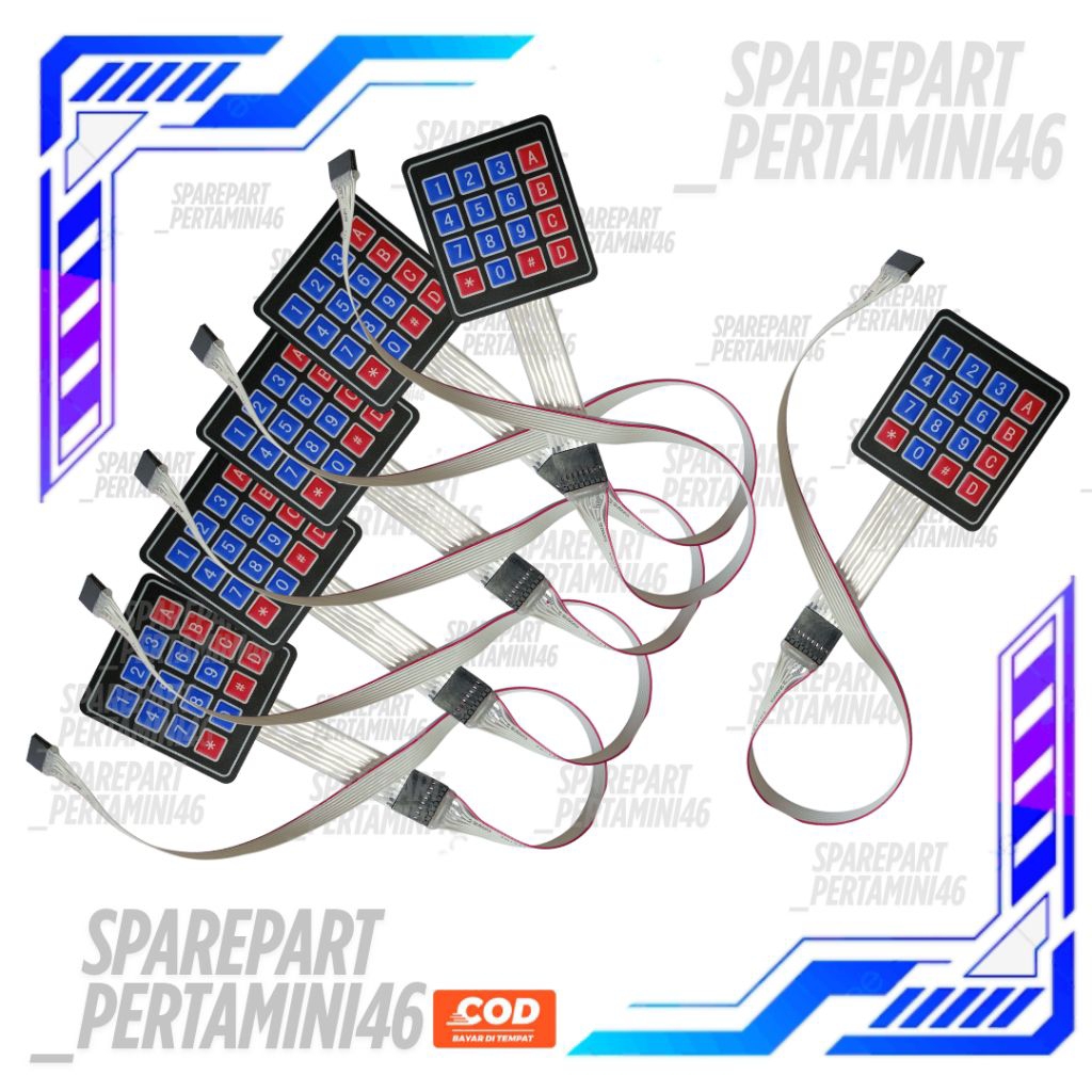 Paket Super Hemat - 6 pcs - 10 pcs Keypad / Tombol Pom Mini Digital + Kabel Keypad Perpanjangan Spar
