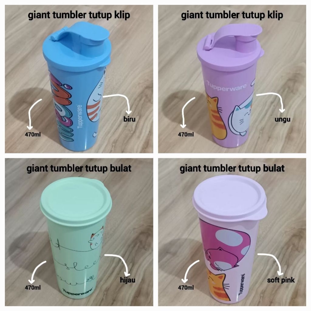 ORIGINAL TUPPERWARE BOTOL /GELAS GIANT TUMBLER 470ML/COFFEE TO GO/T _TUMBLER MOTIF/GELAS SAMARA