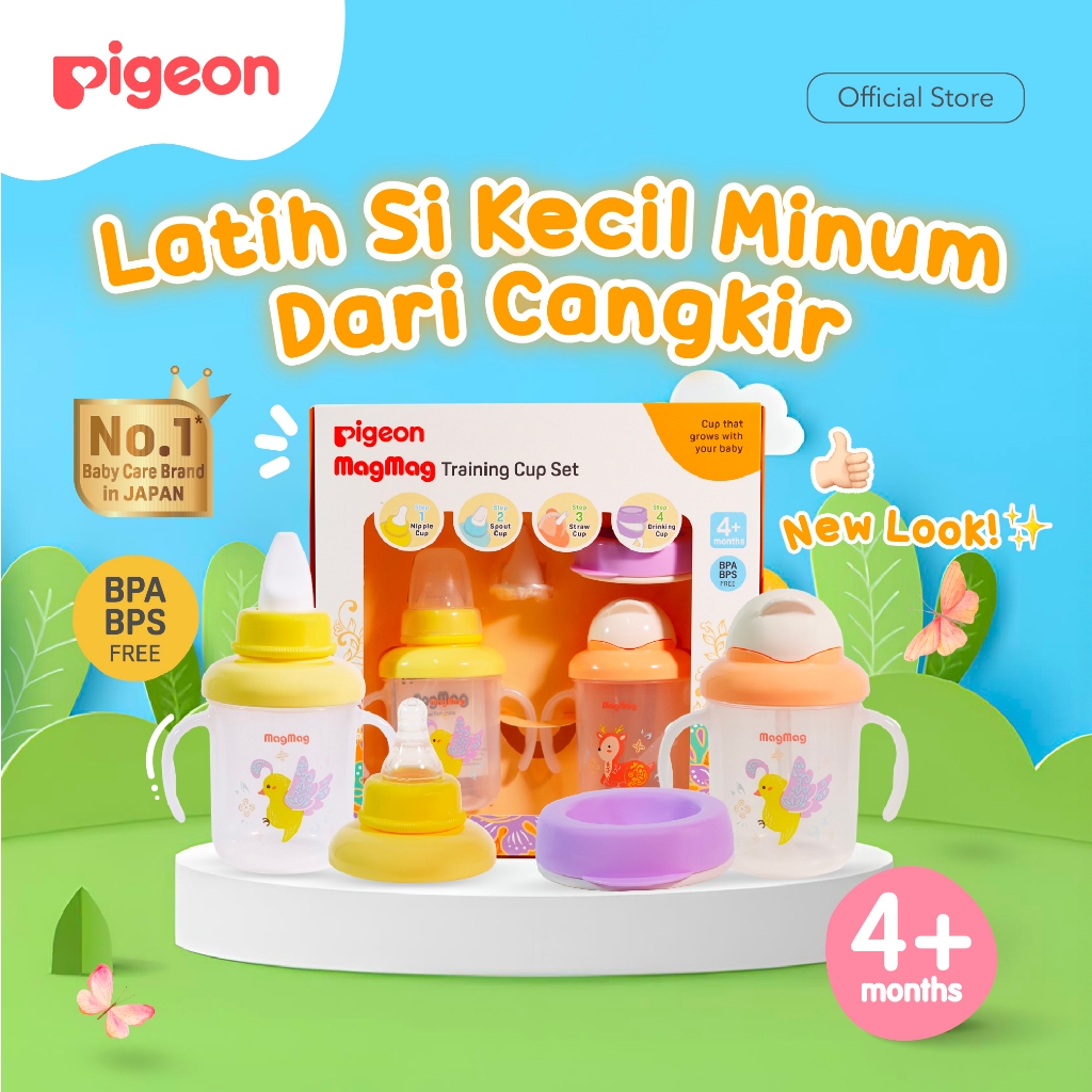 PIGEON Mag Mag Training Cup System | Botol Minum Bayi |  Gelas Minum Bayi Anti Tumpah |  BPA Free | 