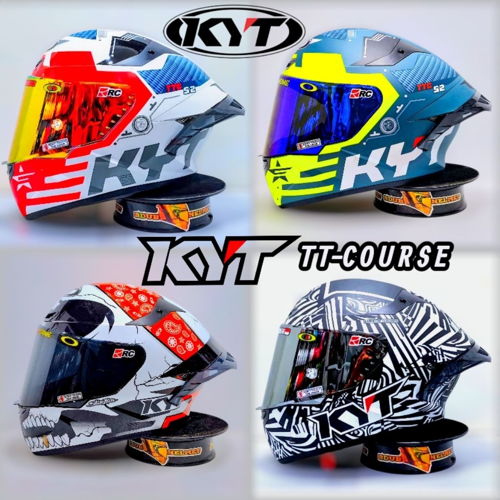 Helm KYT TT course fuselage white red paket ganteng original KYT