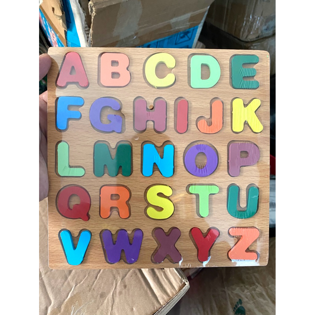 Mainan Edukasi Puzzle Kayu Huruf Abjad Kapital