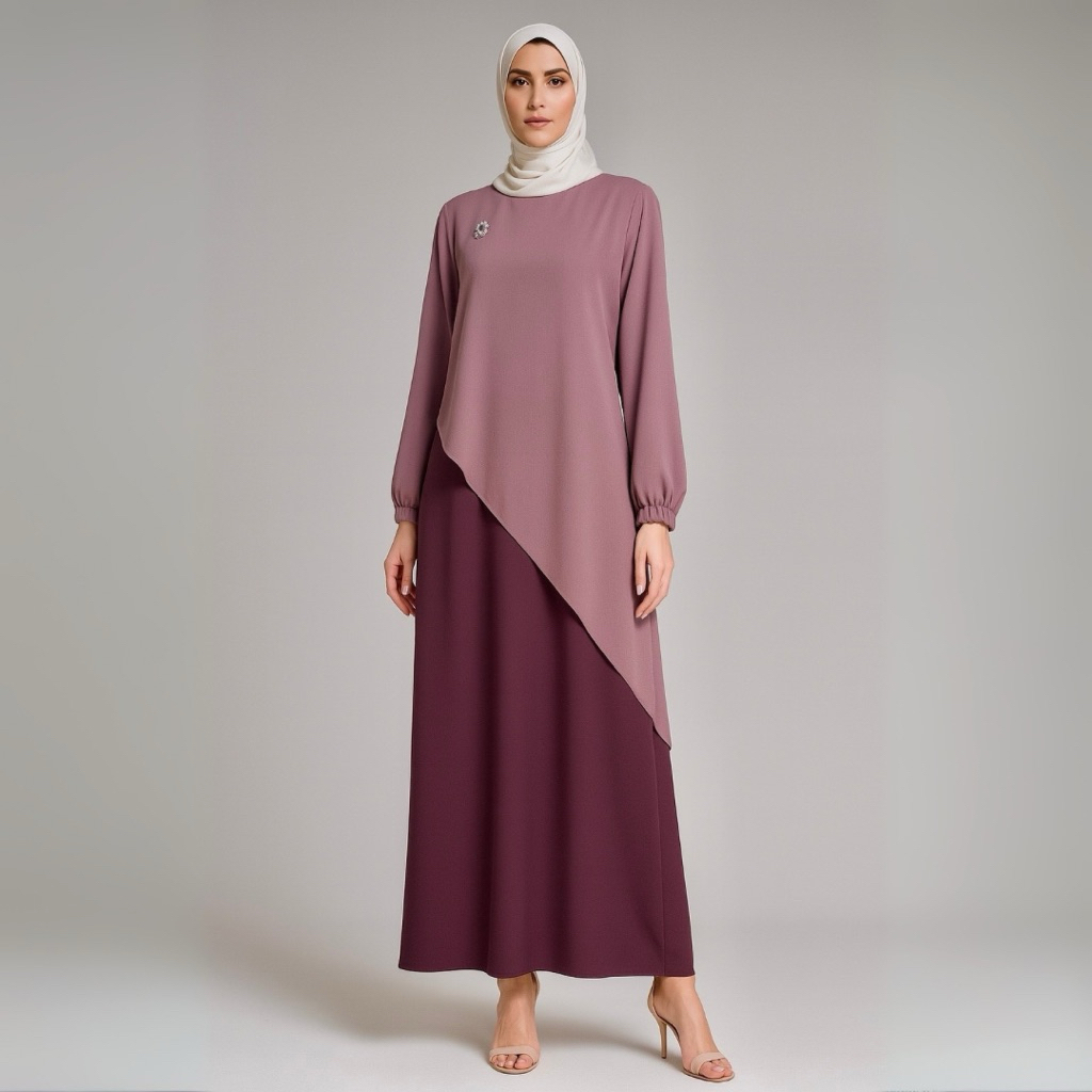 Baju Gamis Muslimah Pastelo Nadira Dress 1230 by Juragan Gamis Polos LD 114cm - Panjang, adem,Jubah,
