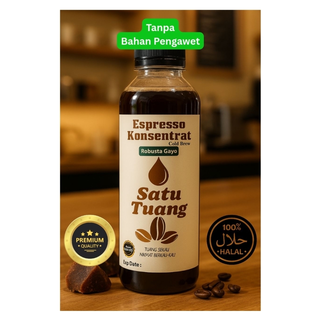 

[Satu Tuang] Cold Brew Espresso Concentrate Robusta Gayo – Kopi Konsentrat Praktis untuk Es Kopi Susu Kekinian