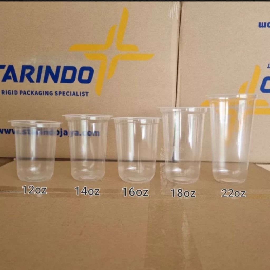 Lukchup_20 Gelas Plastik Oval 22 Oz Starindo Tebal 9,5 Gram (50Pcs) / Cup Oval 22 Oz / Oval 22 Oz