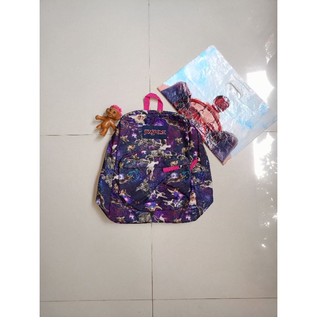 TAS JANSPORT MOTIF KUCING GALAXY ORIGINAL