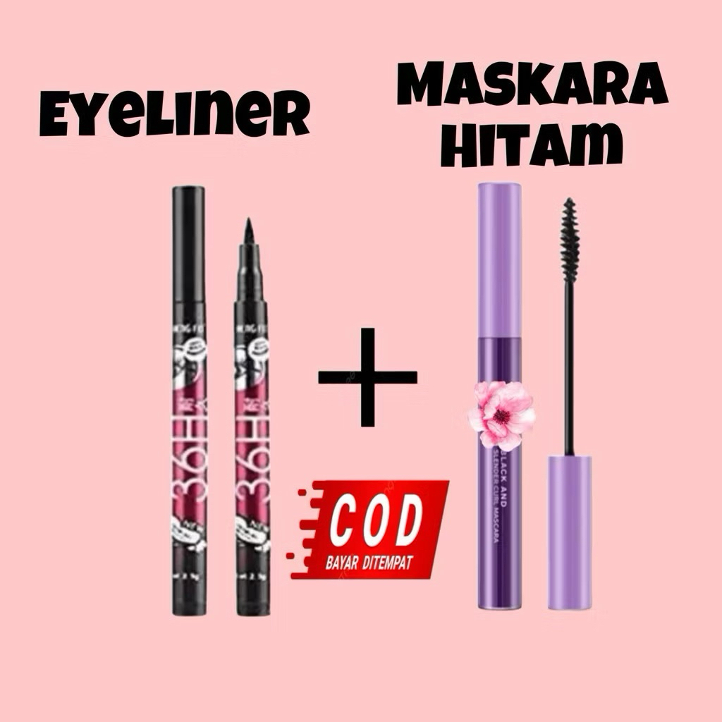 [COD] Maskara dan Eyliner 2in1 eyeliner 36hours maskara purple Waterproof eyeliner 48 jam