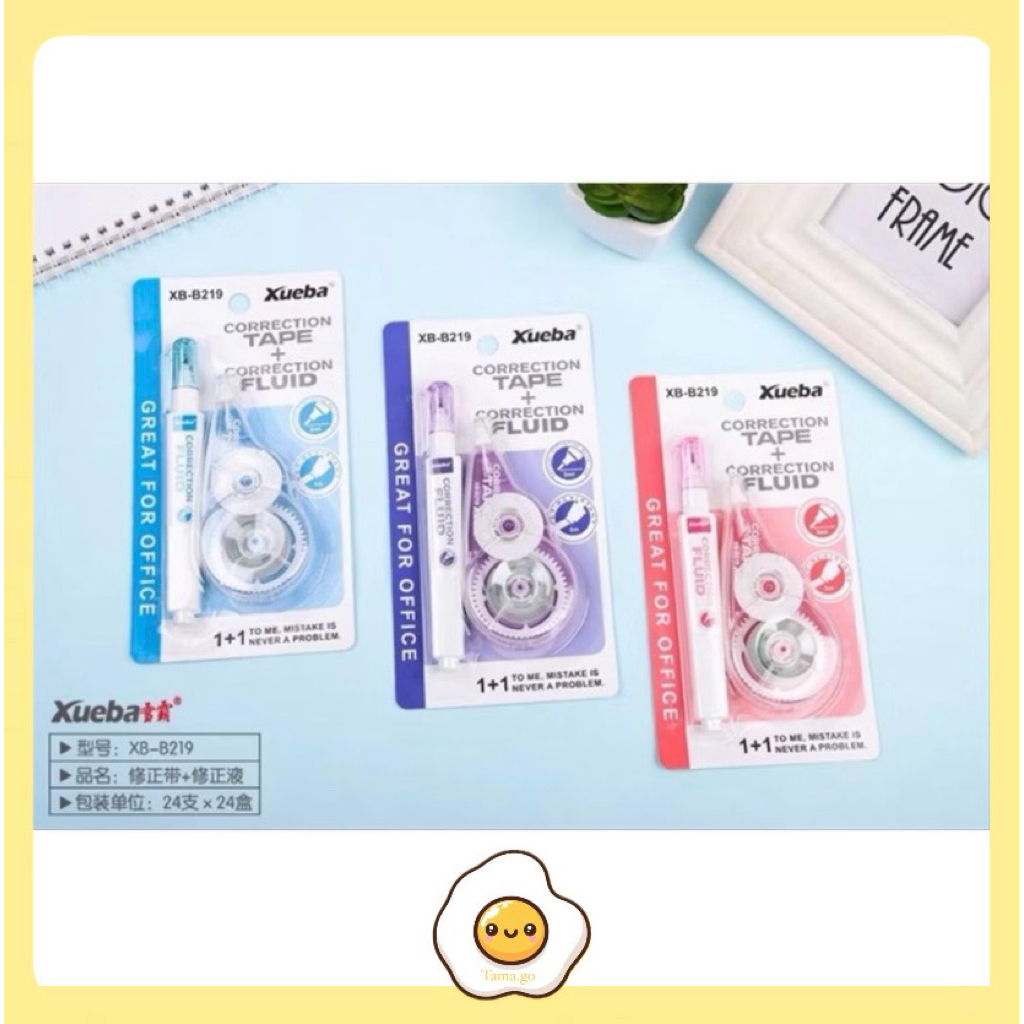 

CORRECTION TAPE ROLL B219 XUEBA 1pcs roll 8m + 1pcs fluid 5ml