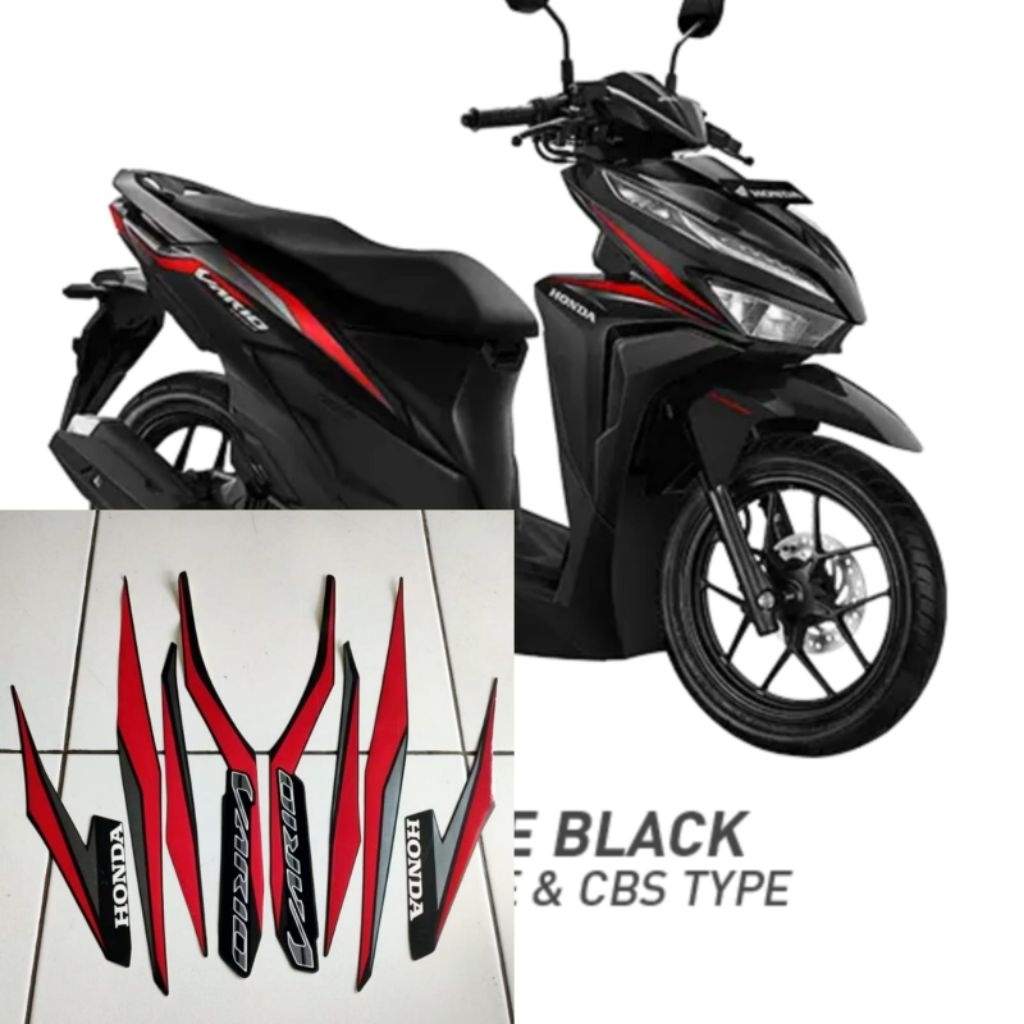 Stiker Striping Lis Body Motor Vario 125 Cbs 2018 Hitam