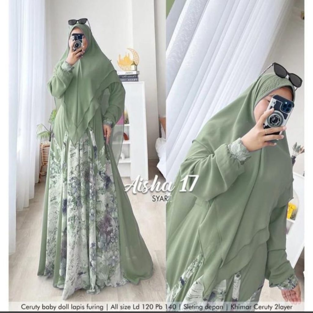 LUNAHIJAB.ID | AISHA 11 | AISHA 17 (LABEL SAVNA) | GAMIS SET HIJAB KEKINIAN