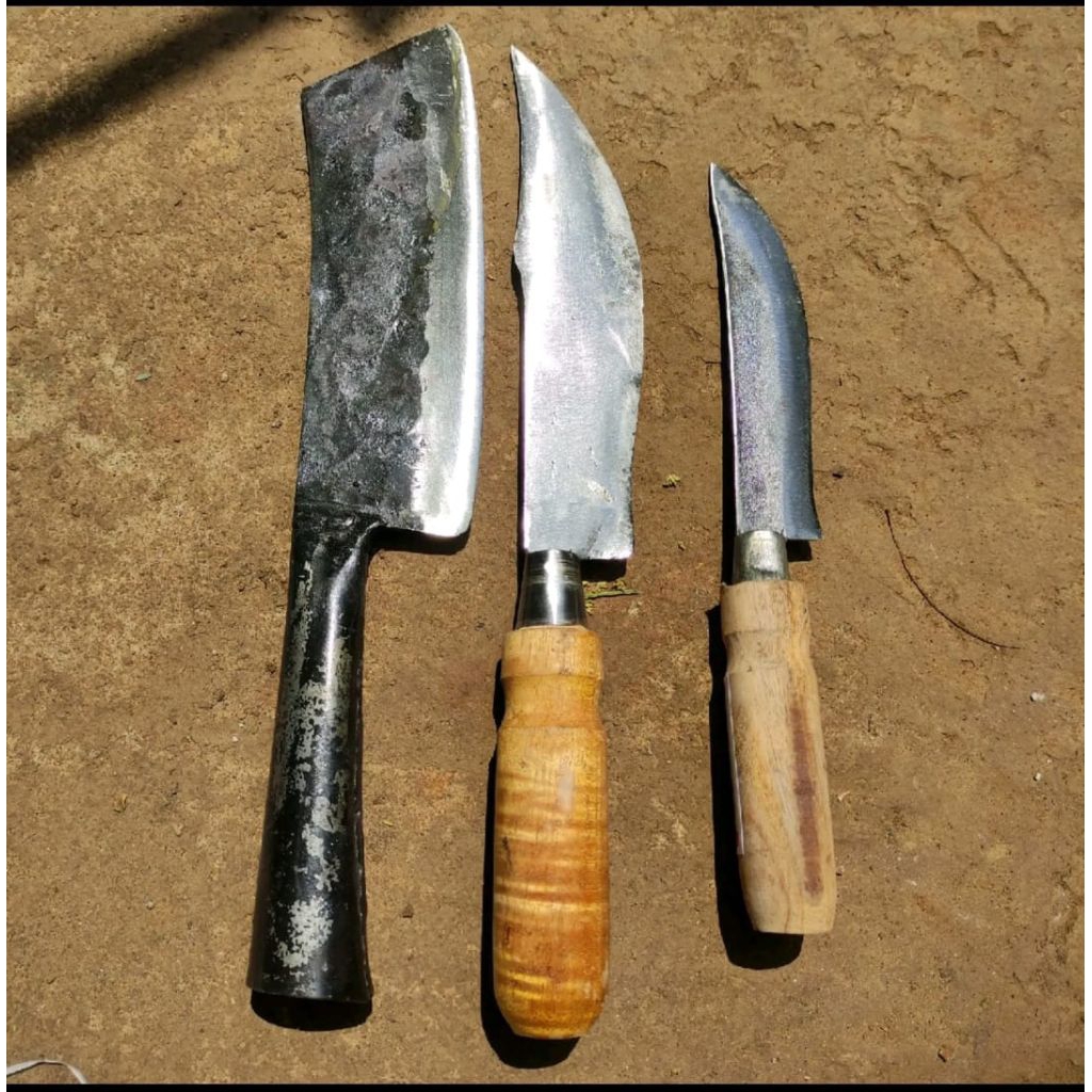 Paket 3 pcs Pisau Cacah Daging Baja Per Super Tajam Pisau Untuk Dapur Bilah Baja gagang besi