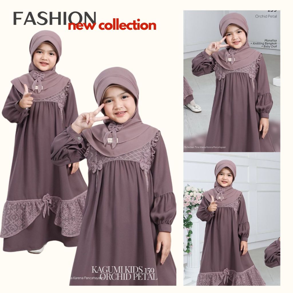 BAJU GAMIS HIJAB ANAK ETHICA KAGUMI KIDS 159 ORCHID PETAL
