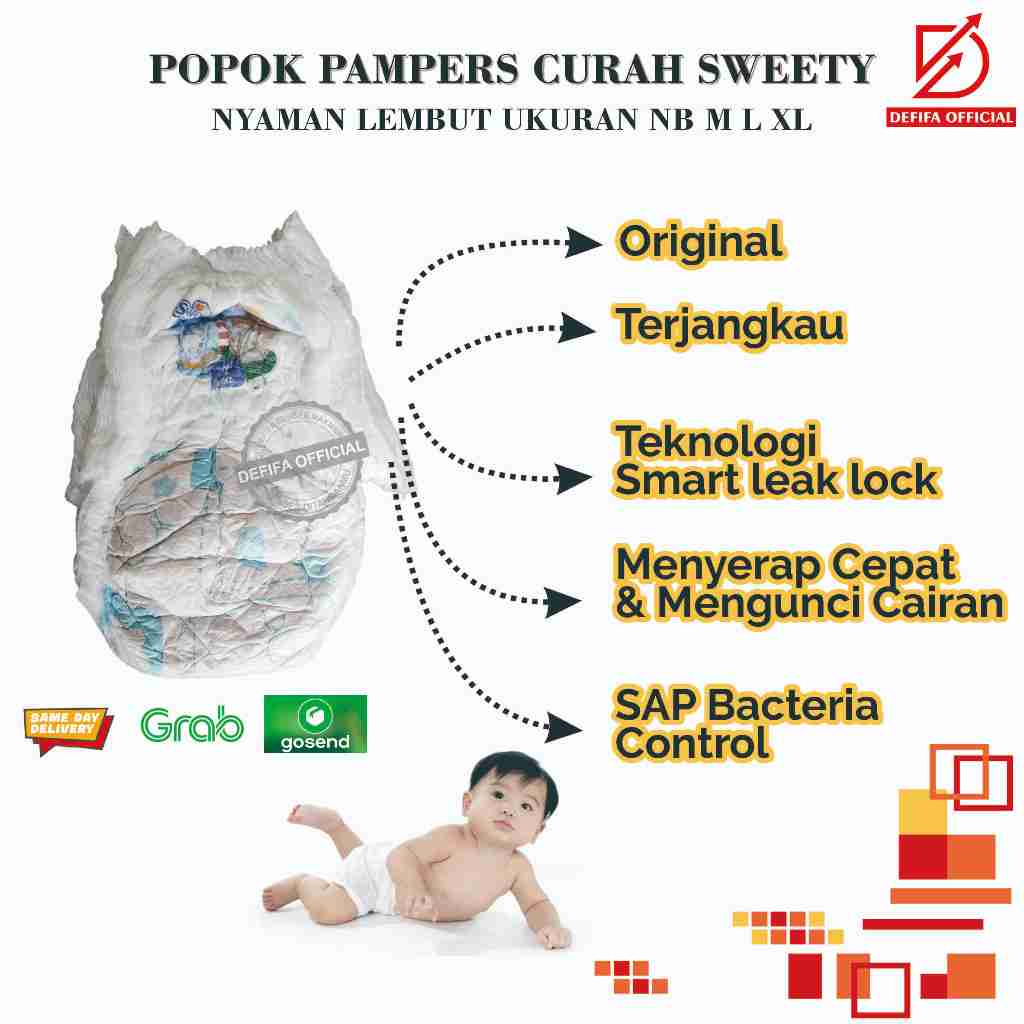 Pempers Popok Sweety Repack Celana Curah Ekonomi Ukuran M S L XL