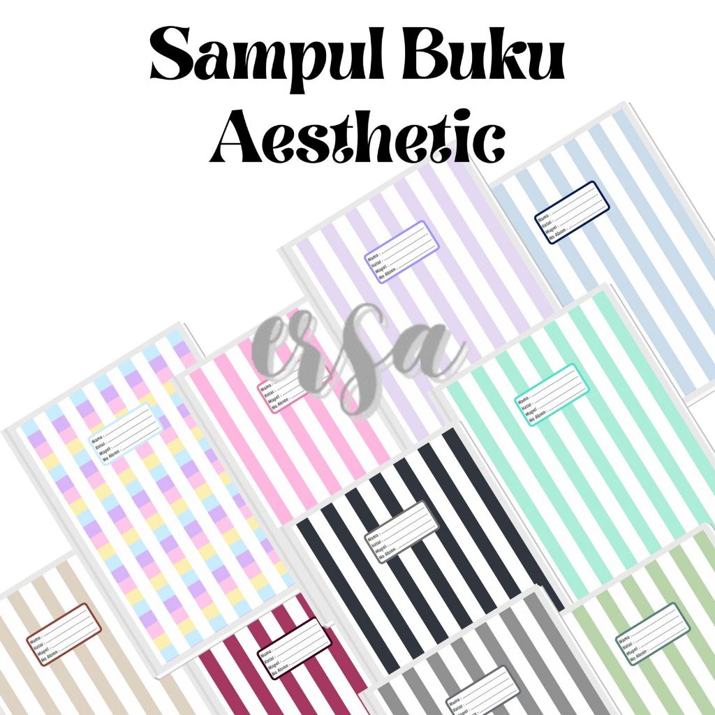 

5 LEMBAR SAMPUL BUKU TULIS AESTHETIC GARIS GARIS UKURAN BUKU SIDU DAN BIGBOSS #8