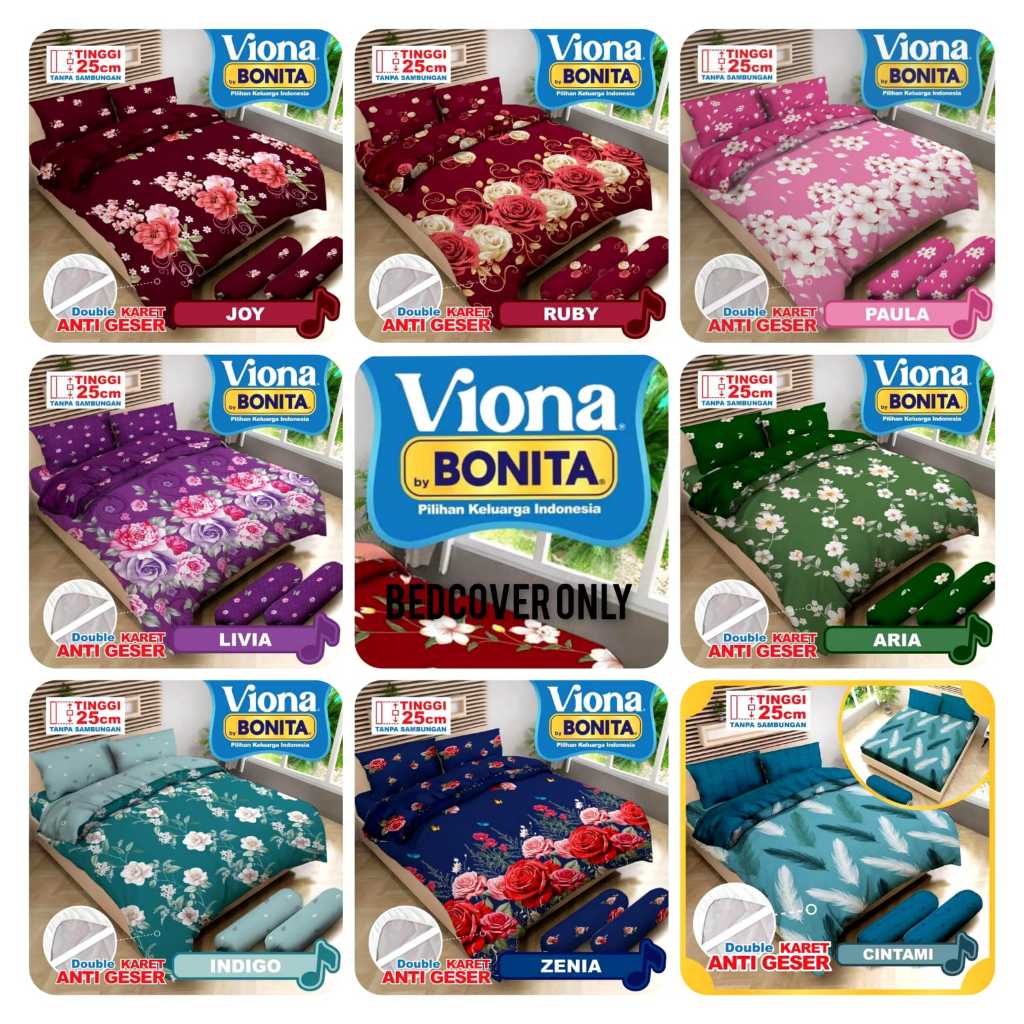 Bedcover only VIONA By Bonita 200x200 cm terlaris pilihan