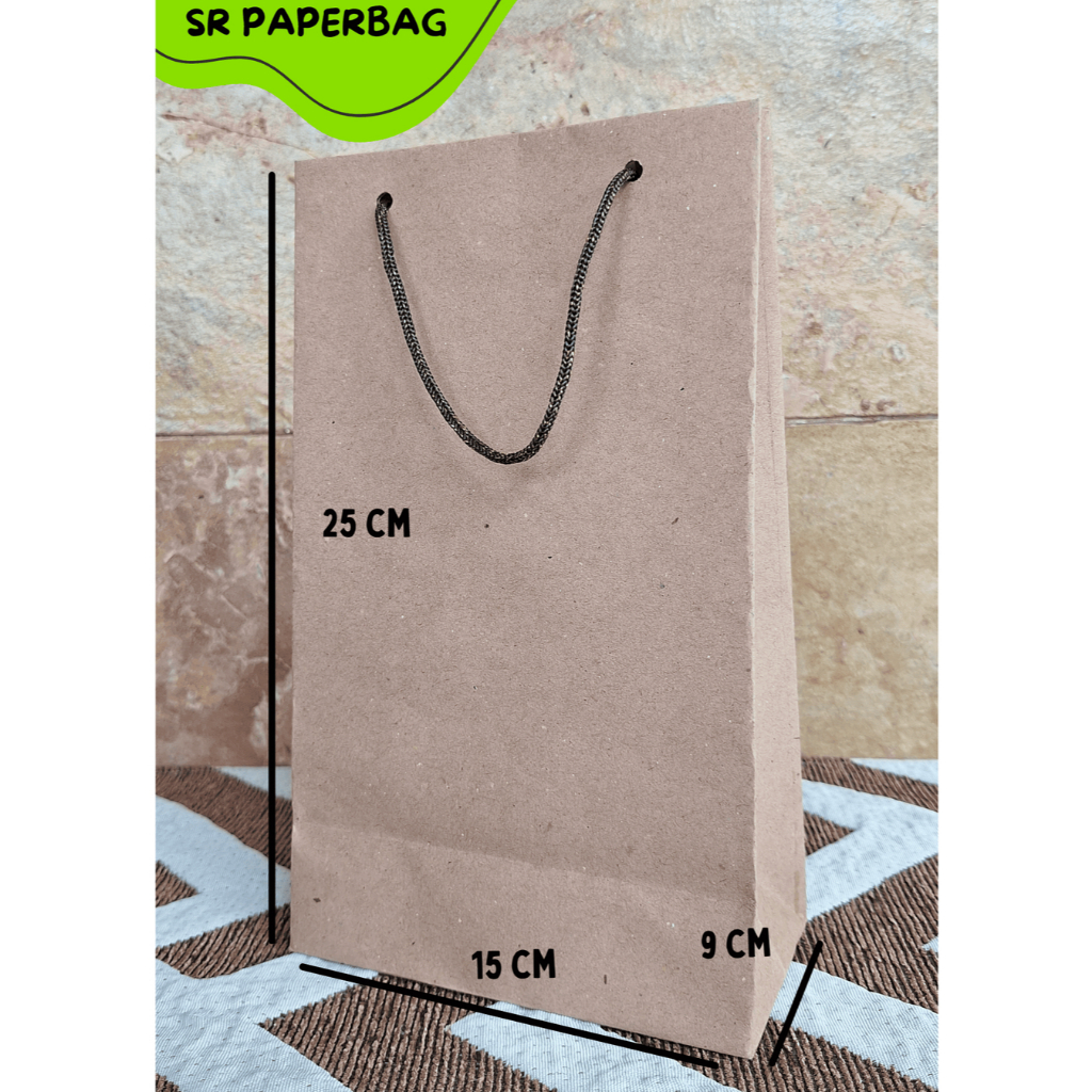 

PAPERBAG TAS KERTAS COKLAT POLOS (15X9X25) CUSTOM MURAH SOUVENIR HAMPERS GROSIR
