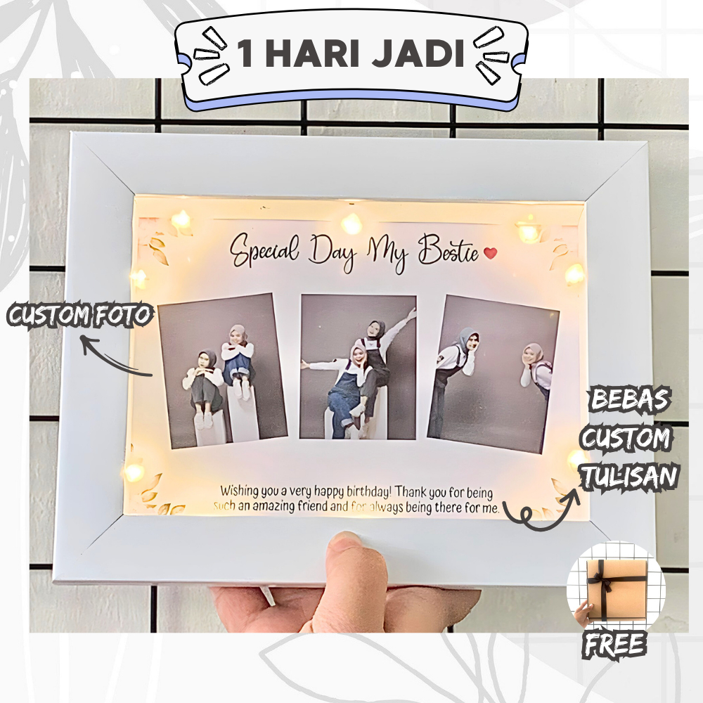 {PENGIRIMAN 24 JAM} KADO UNIK Frame Foto Polaroid dengan Lampu 3D GIFT FRAME / Kado Ulangtahun /