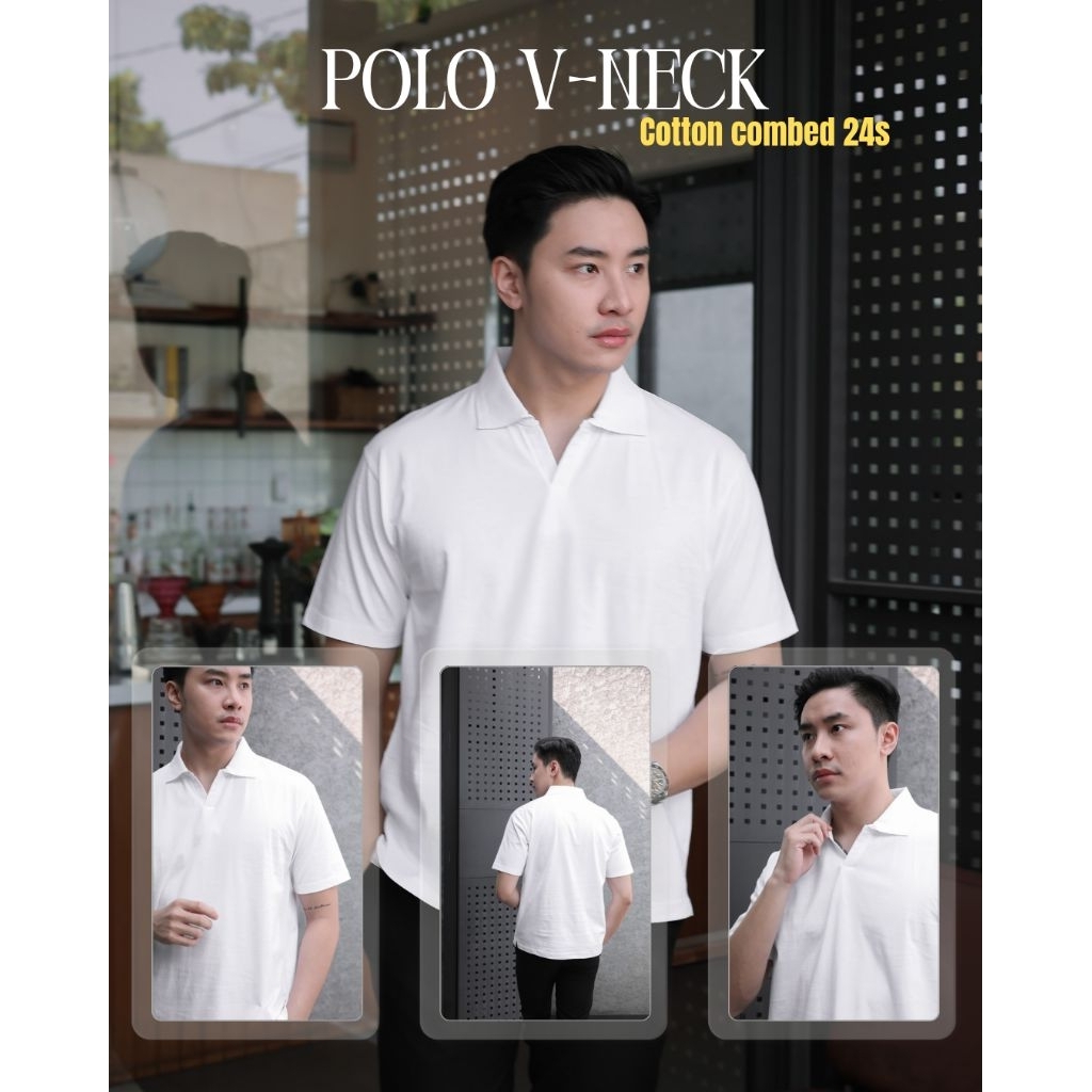 Kaos kerah polo V-Neck Cotton combed 24s | Lengan pendek