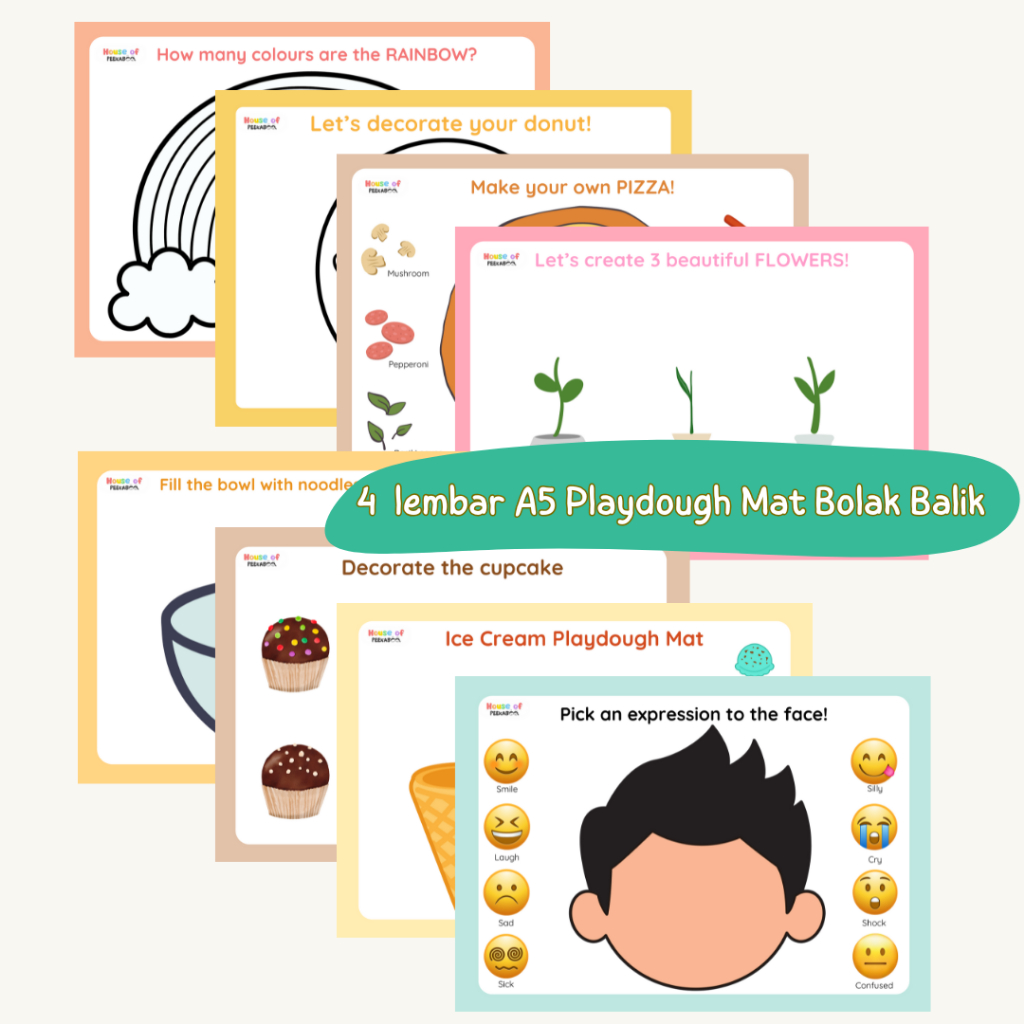 House of Peekaboo Playdough Activity Kit Paket Playdough Mat Set Aktivitas mainan anak 3 4 5 6 tahun
