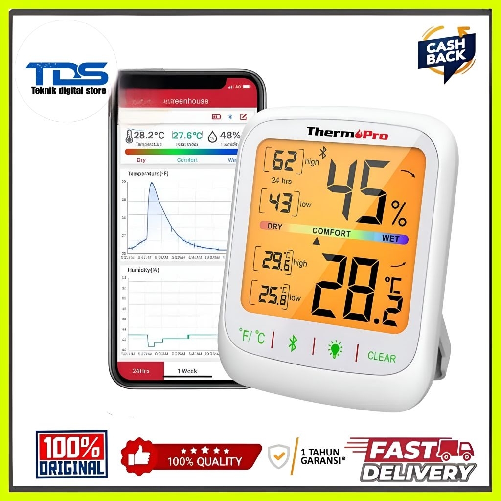 Thermopro TP359 Smart Thermometer Hygrometer Wireless Humidity Meter Bluetooth 80M TP-359 Monitor Te