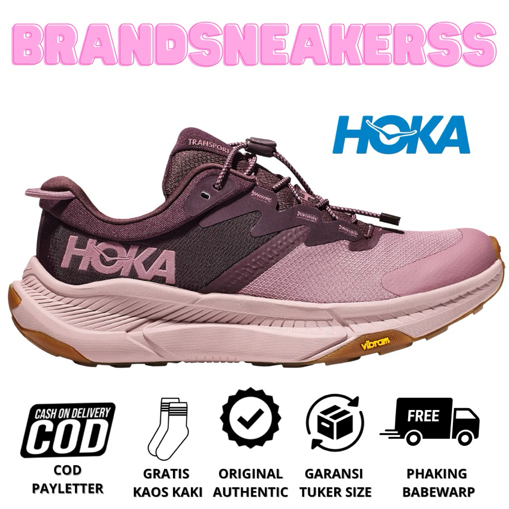 Sepatu Hiking Trailrun Wanita Hoka Original Hoka Transport Raisin Wistful Mauve