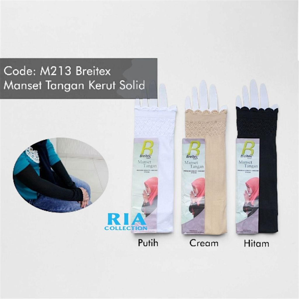 12 PASANG / LUSIN Manset Lengan Kerut Muslim Handsock Deker Lengan Breitex M213 Wanita
