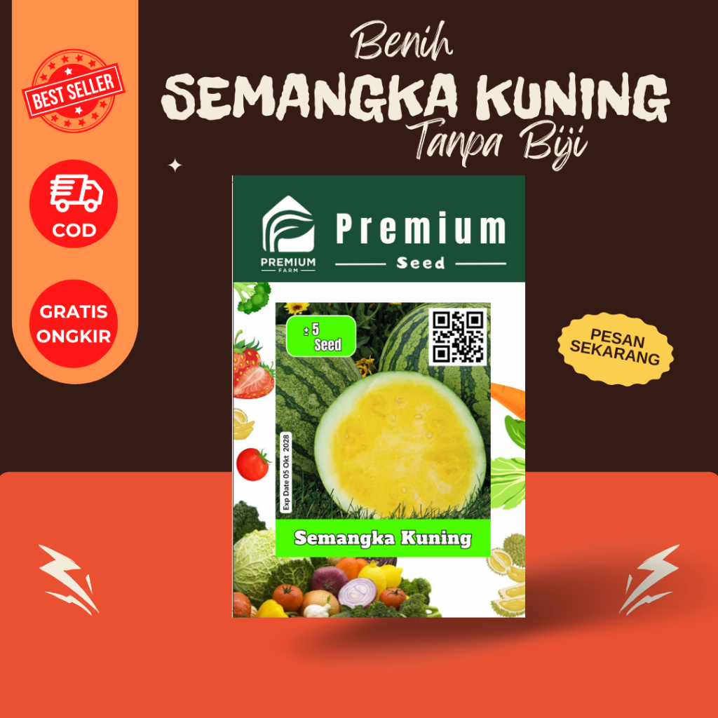 Benih Biji Bibit Semangka Kuning Unggul Hibrida Tanpa Biji