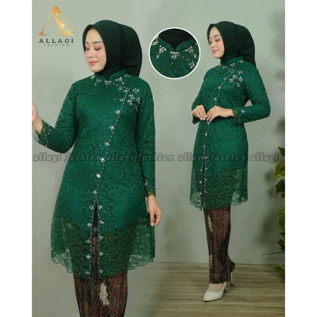 Kebaya Brukat Payet Janggan - Kebaya Brukat Modern - Kebaya Pesta Modern - Kebaya Tunik Modern
