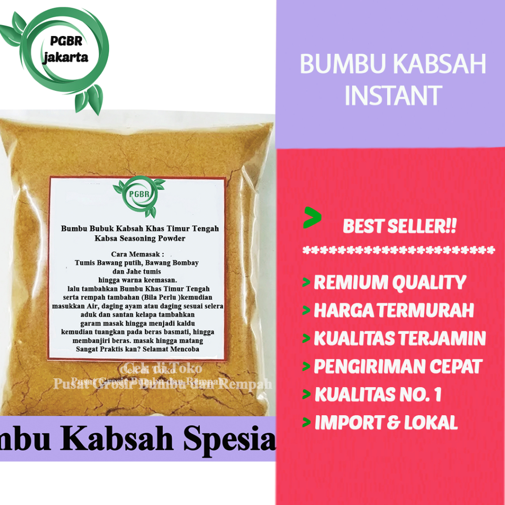

Bumbu Nasi Kabsah Spesial Asli Khas Arab 90 gr dan rempah Pelengkap Untuk 5 Liter Beras