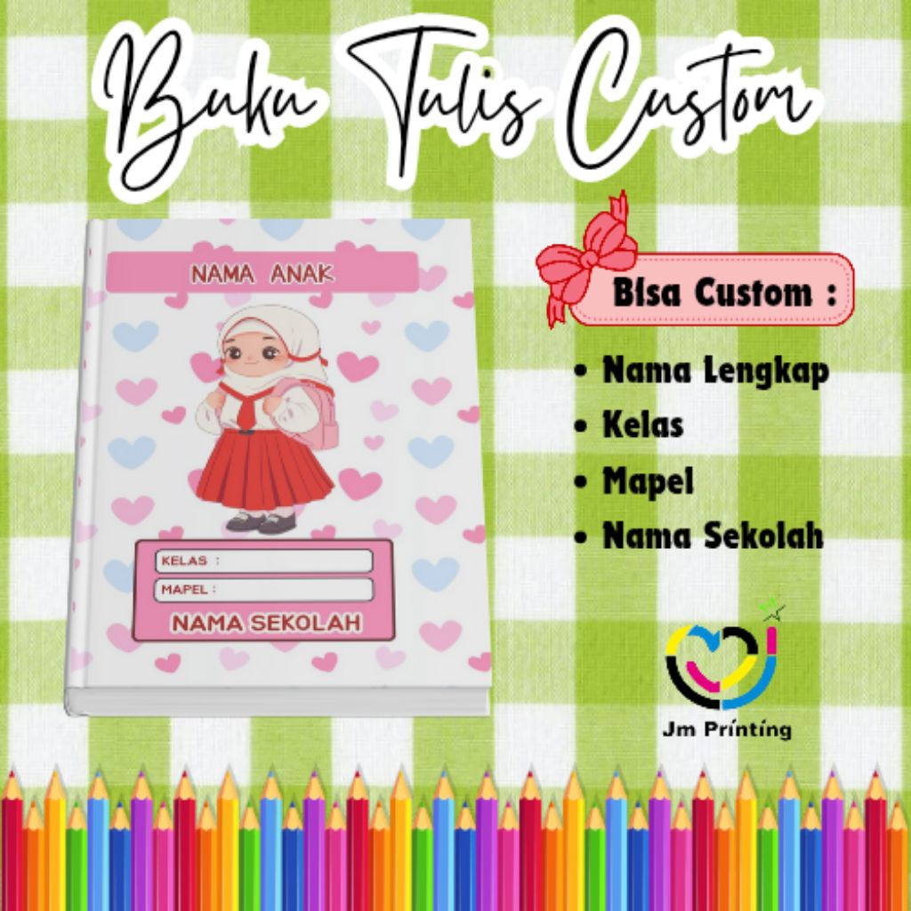 

BUKU TULIS CUSTOM NAMA *1 PACK ISI 5 BUKU*