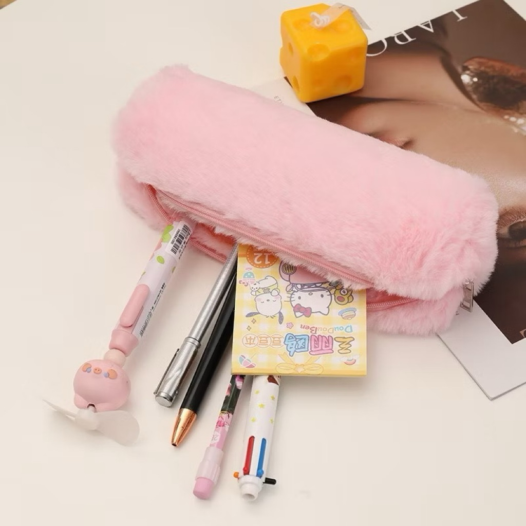 

Tempat Pensil Bulu Simple Korean Style Wadah Kotak Pencil Bag Unik Lucu Multifungsi