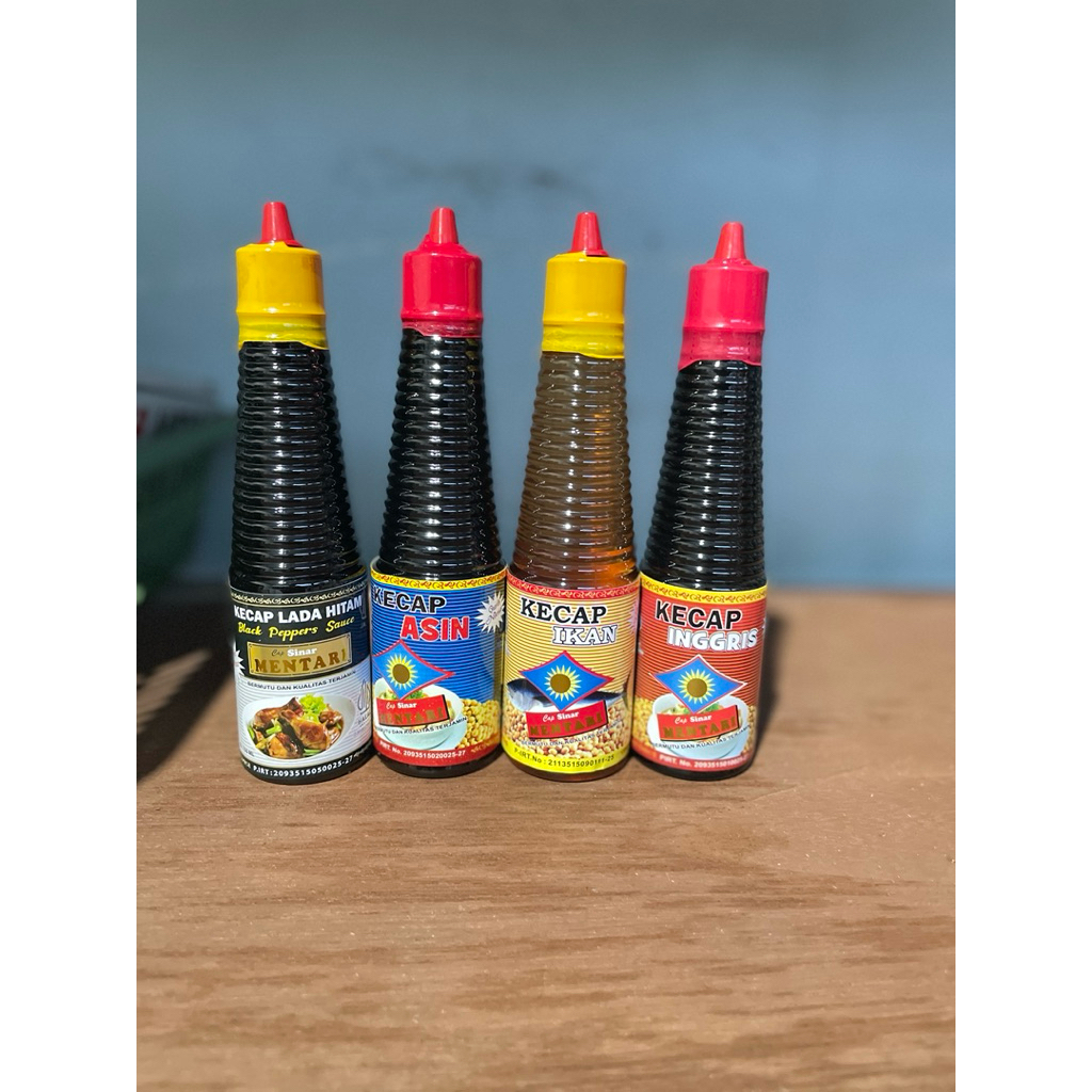 

Mentari Minyak Bawang / wijen / Saos Tiram / Kecap Asin / Kecap ikan / Kecap inggris / Raja Rasa