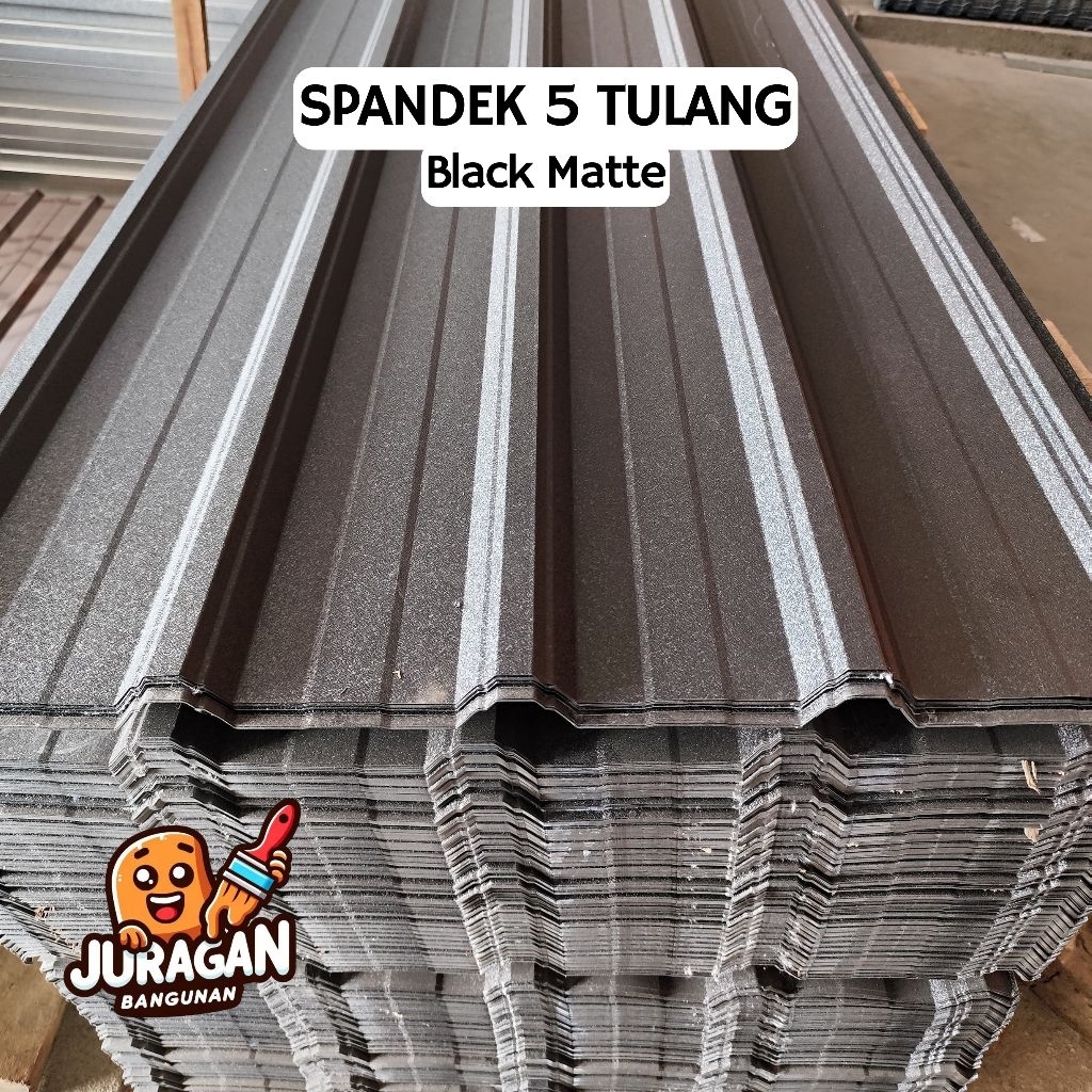 Spandek 5 Tulang Black Matte | Atap 5 Tulang | Atap Rumah Hitam Doff