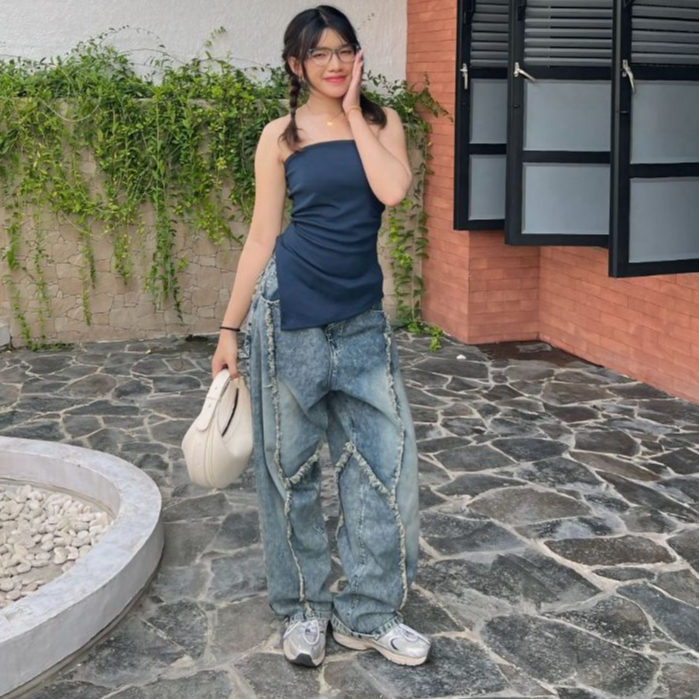 Baggy jeans fashioan vintage streetwear wide leg trouser baggy cargo denim