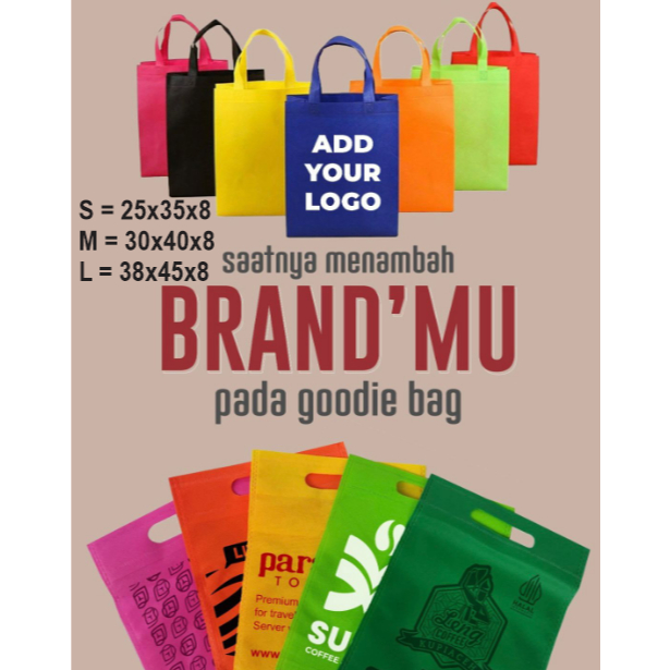 

Custom Sablon Tas Belanja Handle Spunbond Goodie Tote Bag Hajatan Logo Suvenir Pernikahan Ultah