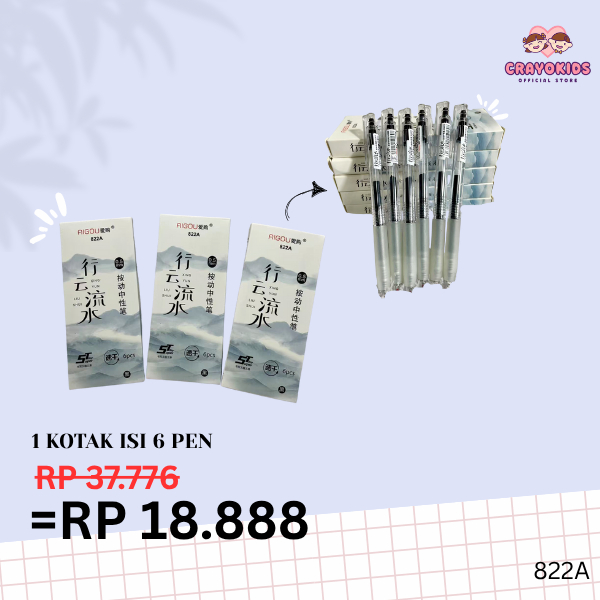 

CRAYOKIDS AIGOU Pulpen Gel Hitam 0.5mm – Pulpen Klik Nyaman untuk Tulis Cepat (Isi 6 pcs)