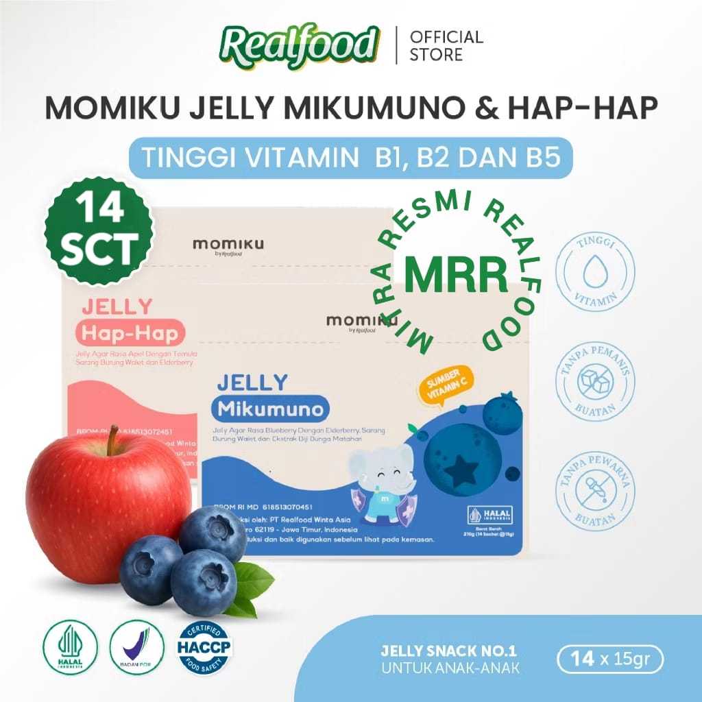 

Realfood Momiku Jelly Hap Hap & Jelly Mikumuno 14 Sct ( Cemilan Sehat Buat Si Kecil Dengan Formulasi Buah Dan Sarang Burung Walet ) MRR